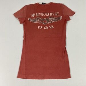 Sledge USA Shirt Womens Small Red Winged Heart Graphic Crewneck Cotton Tee Top
